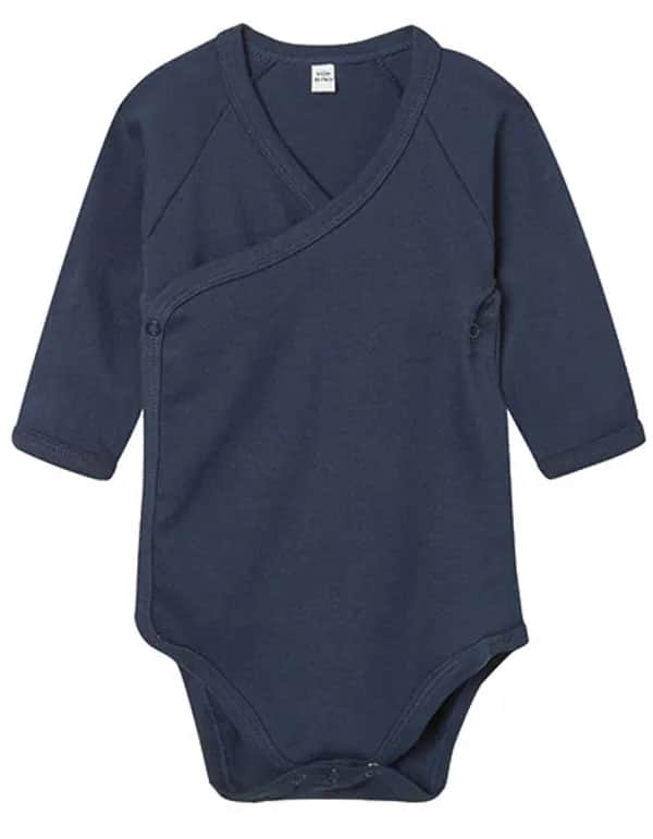 Baby Long Sleeve Kimono Bodysuit - Nautical Navy