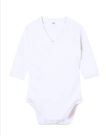 Baby Long Sleeve Kimono Bodysuit - White