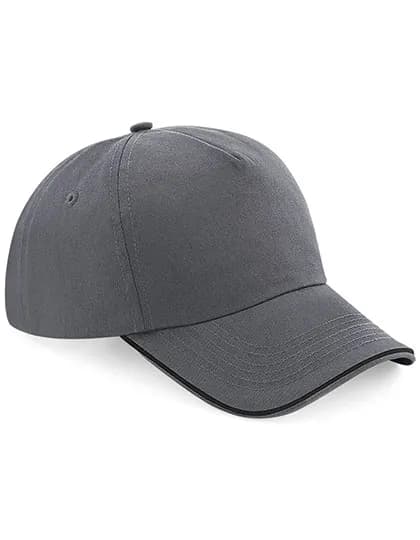 Authentic 5 Panel Cap - Piped Peak - Graphite Grey/Black