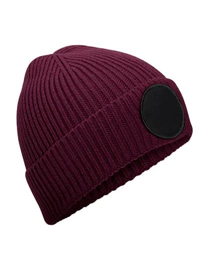 Circular Fashion Patch Beanie - Burgundy/Black