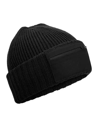 Zip Patch Beanie - Black