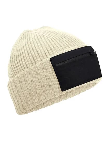 Zip Patch Beanie - Sand/Black