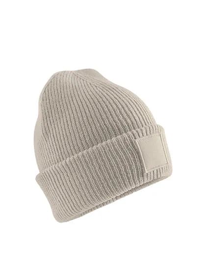 Kids Deep Cuffed Tonal Patch Beanie - Natural Stone