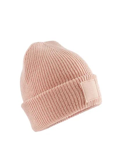 Kids Deep Cuffed Tonal Patch Beanie - Peach