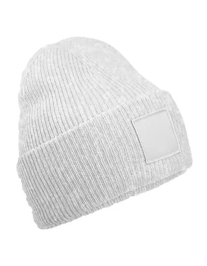 Deep Cuffed Tonal Patch Beanie - Cloud Grey