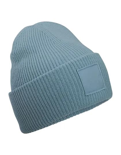 Deep Cuffed Tonal Patch Beanie - Dusty Blue
