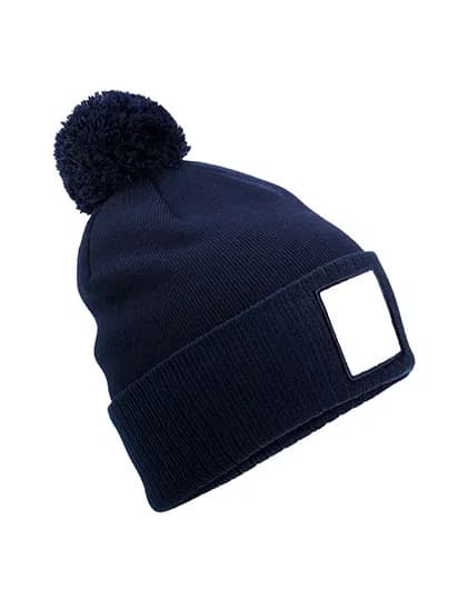 Appliqué Patch Pom Beanie - Oxford Navy/White