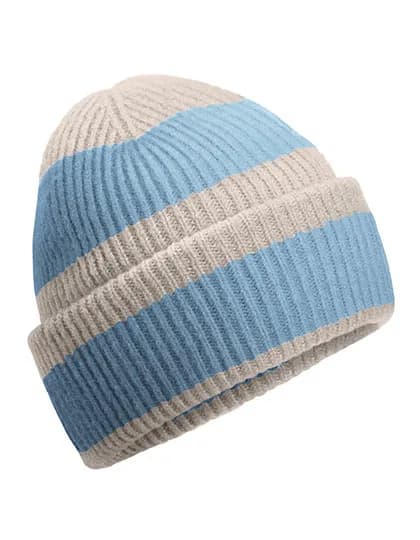 Colour Block Beanie - Natural Stone/Dusty Blue
