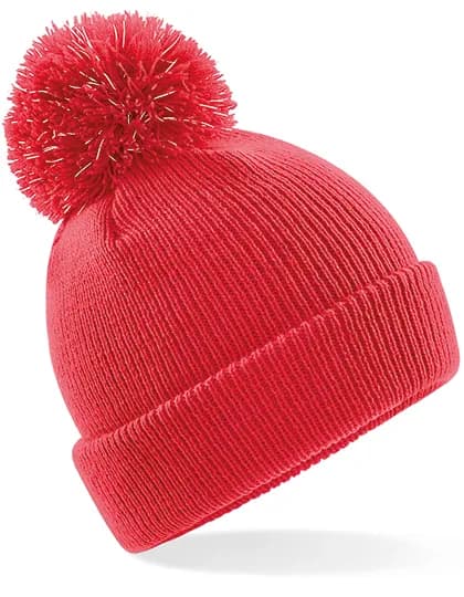 Junior Reflective Bobble Beanie - Bright Red