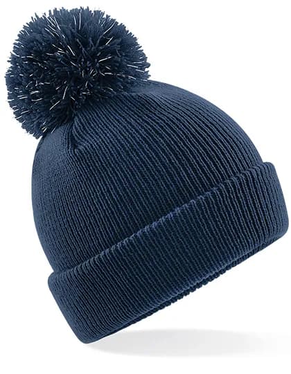 Junior Reflective Bobble Beanie - French Navy