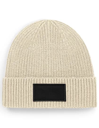 Fashion Patch Beanie - Oatmeal/Black