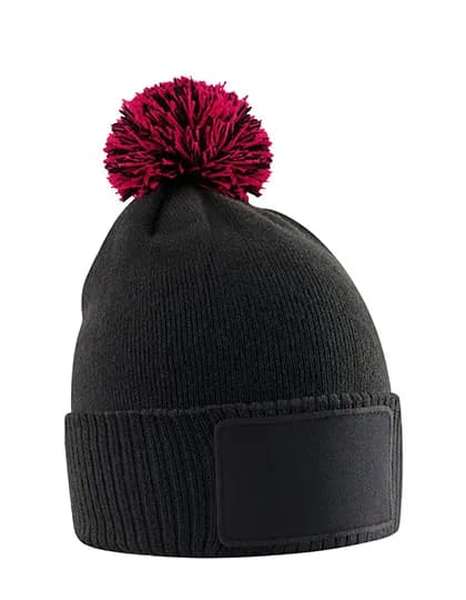 Kids Snowstar Patch Beanie - Black/Classic Red