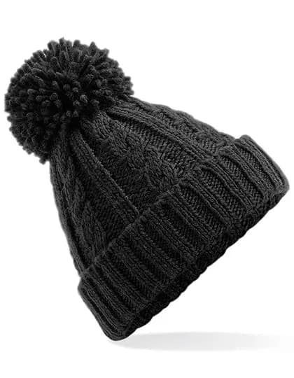 Cable Knit Melange Beanie - Black