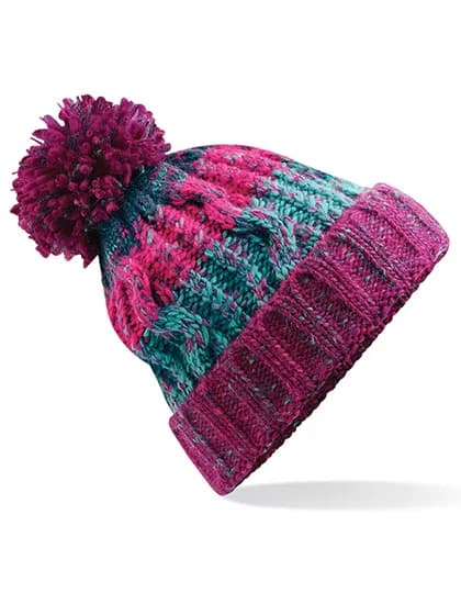 Corkscrew Pom Pom Beanie - Winter Berries