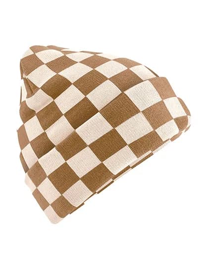 Checkerboard Beanie - Biscuit/Almond
