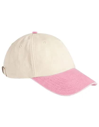Contrast Peak Low Profile Vintage Cap - Natural/Vintage Dusky Pink