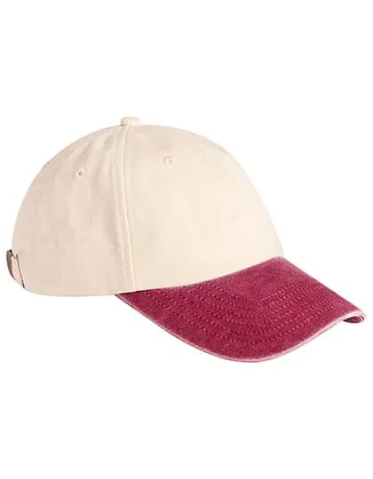 Contrast Peak Low Profile Vintage Cap - Natural/Vintage Red