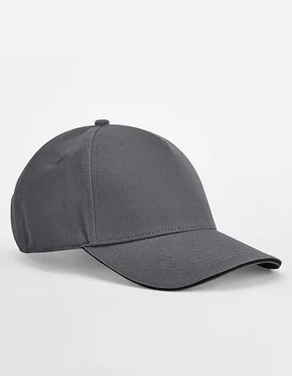 EarthAware® Classic Organic Cotton 5 Panel Cap - Sandwich Peak - Graphite Grey/Black