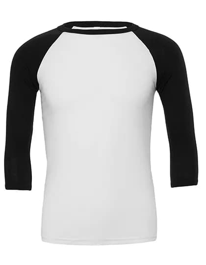 Unisex 3/4 Sleeve Baseball T-Shirt - White/Black