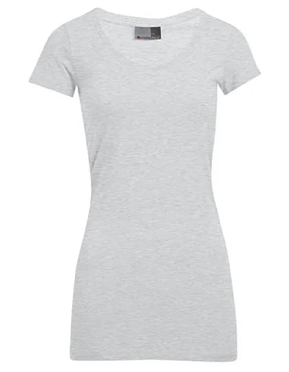 Women´s Slim Fit V-Neck-T Long - Sports Grey (Heather)