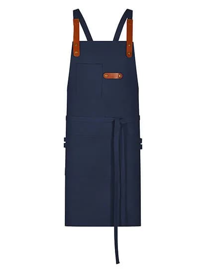 Latzschürze Canvas mit Zier-Label - Navy