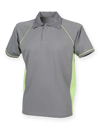 Men´s Piped Performance Polo - Gunmetal Grey/Lime/Lime