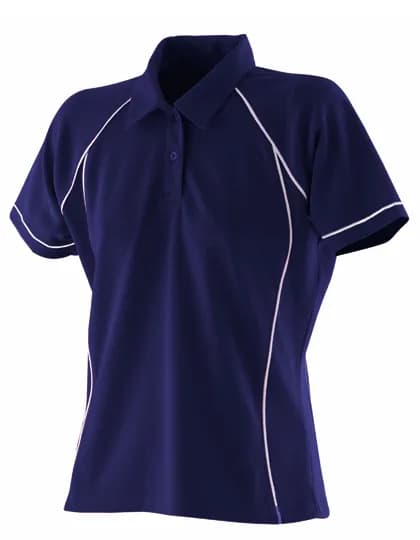 Ladies´ Piped Performance Polo - Navy/White