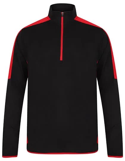 Adults 1/4 Zip Midlayer With Contrast Panelling - Black/Red