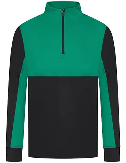 Adults 1/4 Zip Tracksuit Top - Black/Emerald