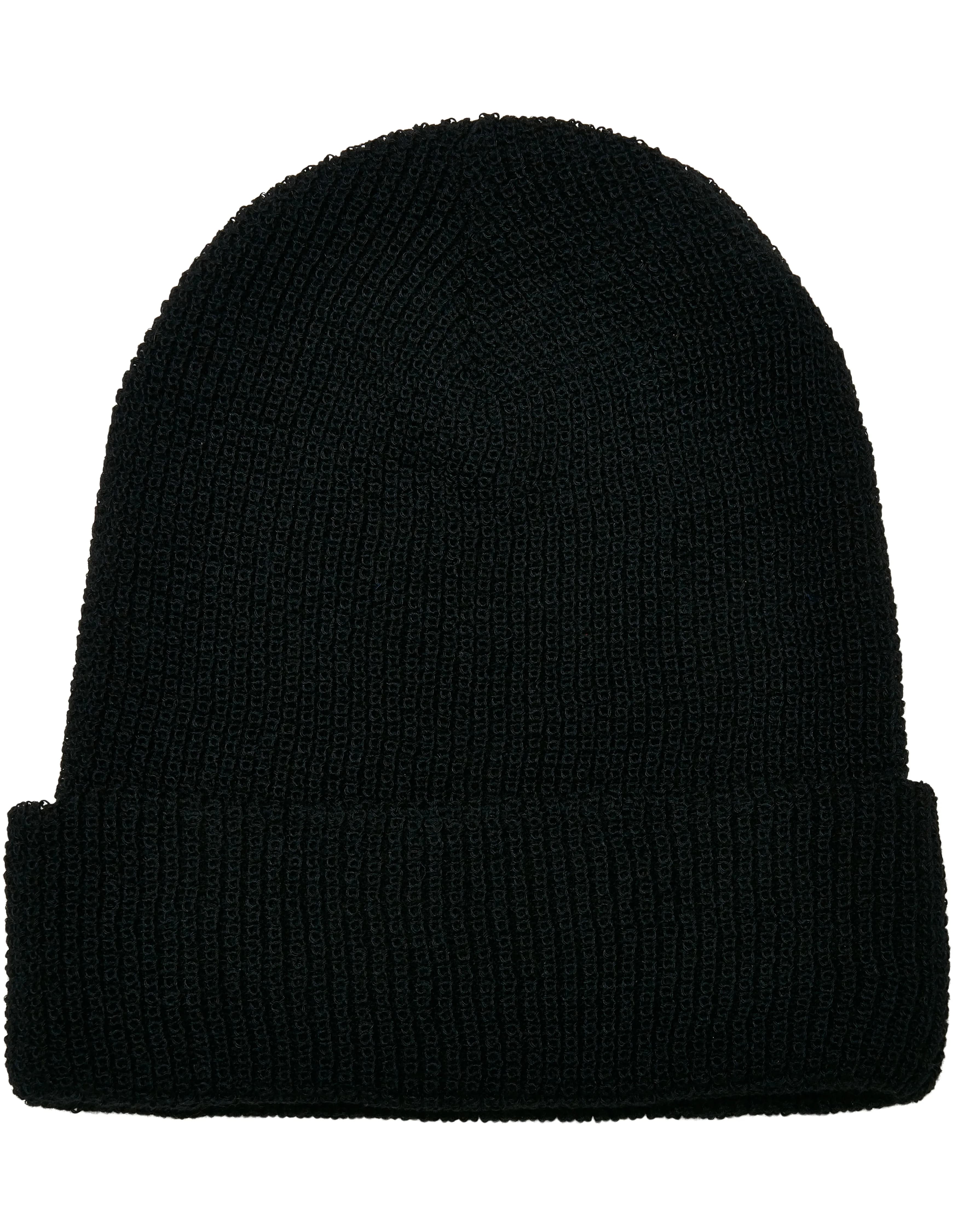 Recycled Yarn Waffle Knit Beanie - Black