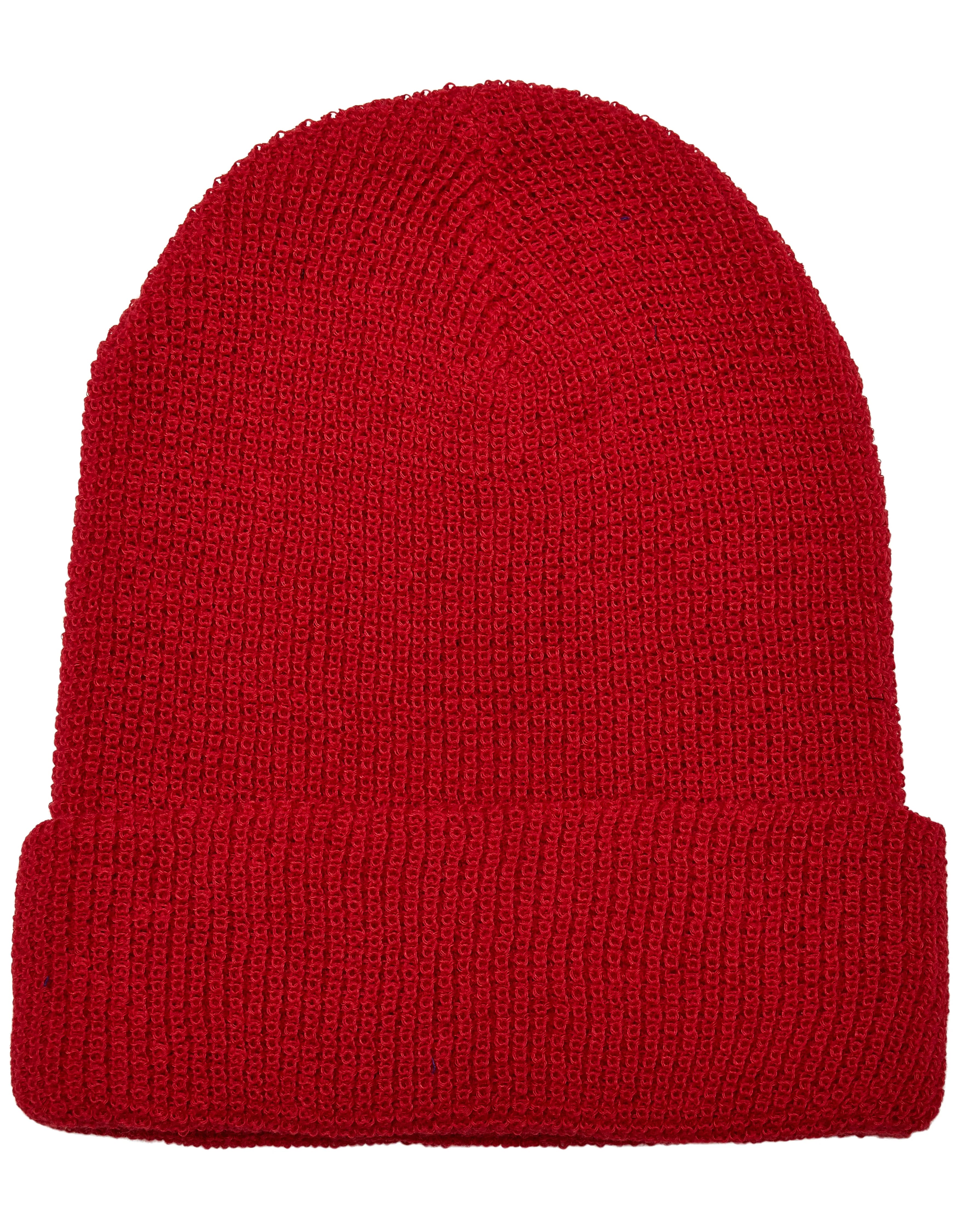 Recycled Yarn Waffle Knit Beanie - Red