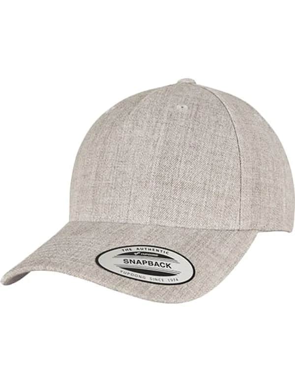 YP Classics 5-Panel Premium Curved Visor Snapback Cap - Heather Grey