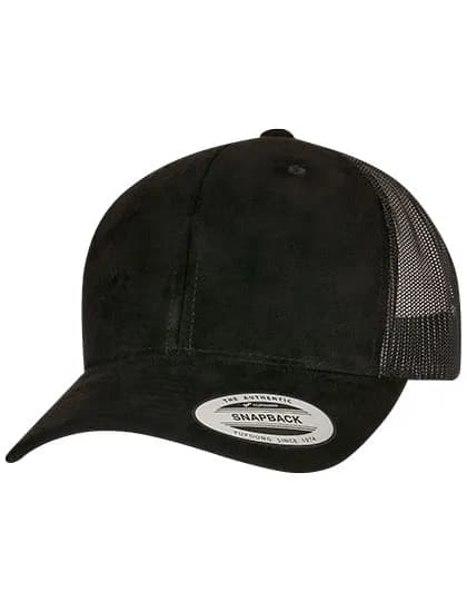 Suede Leather Trucker Cap - Black