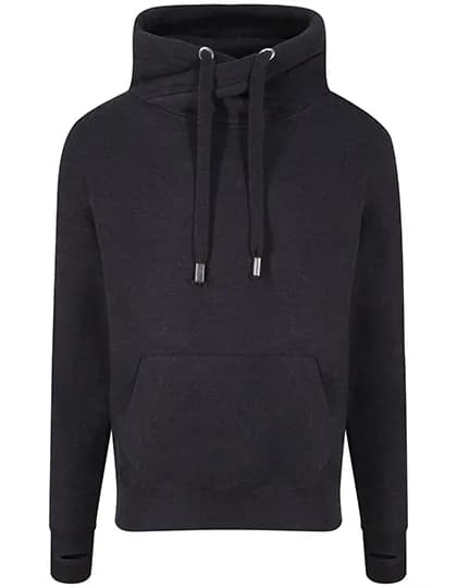 Cross Neck Hoodie - Black Smoke