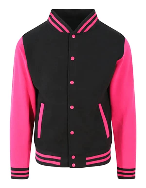 Varsity Jacket - Jet Black/Hot Pink