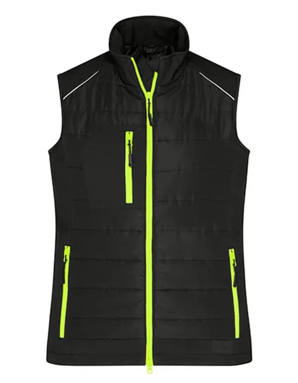 Ladies´ Hybrid Vest - Black/Neon Yellow