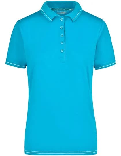 Ladies´ Elastic Polo - Aqua/White