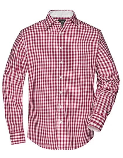 Men´s Checked Shirt - Bordeaux/White