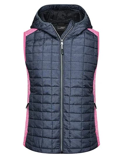 Ladies´ Knitted Hybrid Vest - Pink Melange/Anthracite Melange