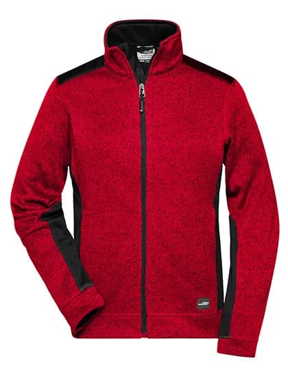 Ladies´ Knitted Workwear Fleece Jacket -STRONG- - Red Melange/Black