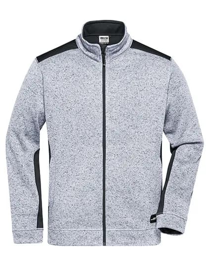 Men´s Knitted Workwear Fleece Jacket -STRONG- - White Melange/Carbon