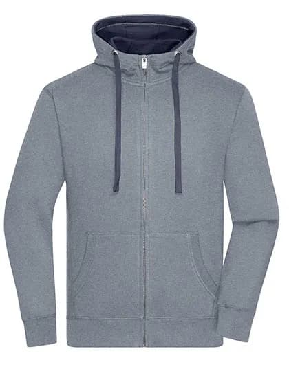 Men´s Lifestyle Zip-Hoody - Grey Melange/Navy