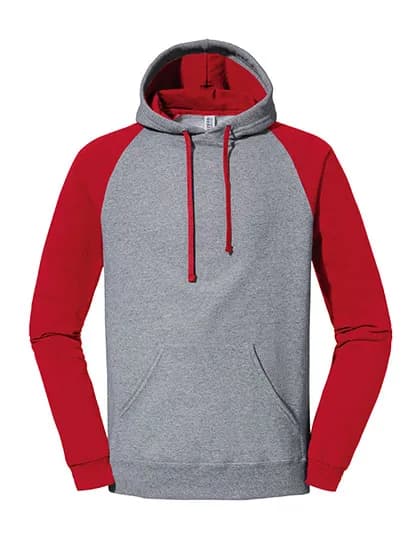 Nublend® Colour-Block Raglan Hooded Sweatshirt - Oxford Grey/True Red