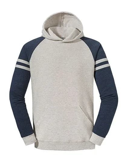 Nublend® Varsity Colour-Block Hooded Sweatshirt - Oatmeal Heather/Indigo Heather