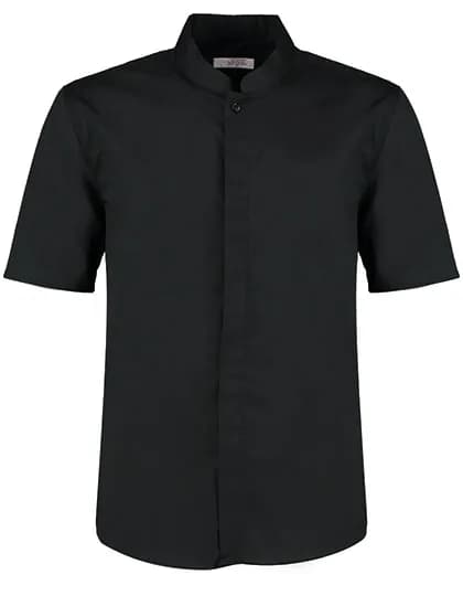 Men´s Tailored Fit Mandarin Collar Shirt Short Sleeve - Black