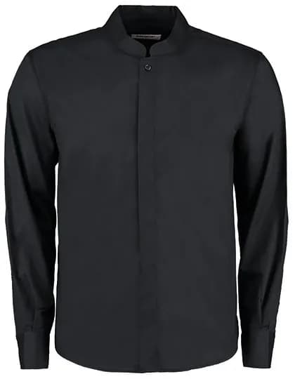 Men´s Tailored Fit Mandarin Collar Shirt Long Sleeve - Black