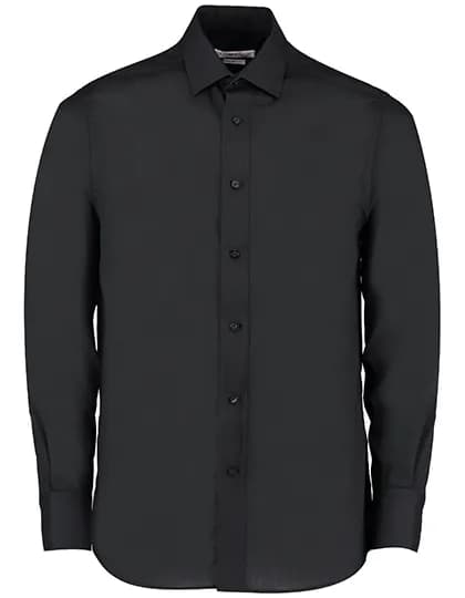 Men´s Tailored Fit Business Poplin Shirt Long Sleeve - Black
