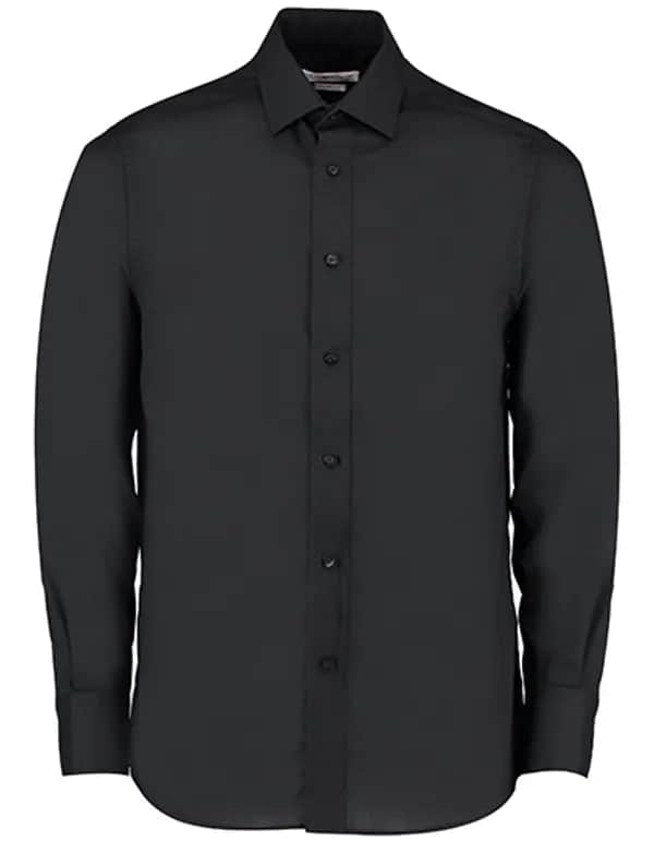 Men´s Tailored Fit Business Poplin Shirt Long Sleeve - Black