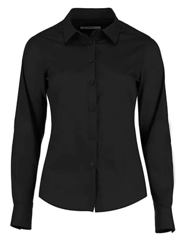 Women´s Tailored Fit Poplin Shirt Long Sleeve - Black