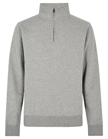 Regular Fit 1/4 Zip Sweatshirt - Heather Grey